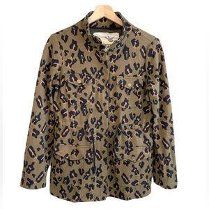 Anthropologie Leopard Military Coat